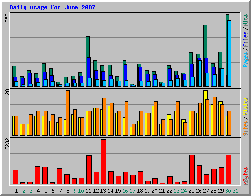 Daily usage for June 2007