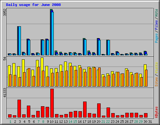 Daily usage for June 2008