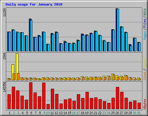 Daily usage for January 2010