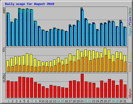 Daily usage for August 2010