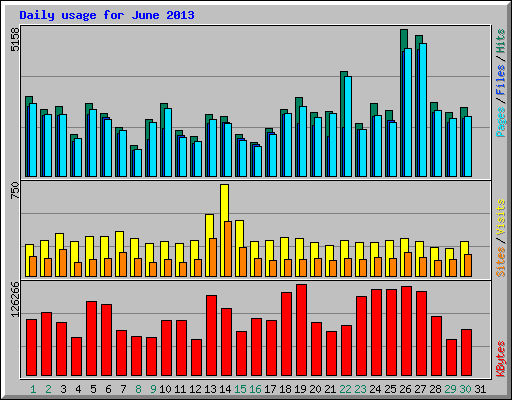 Daily usage for June 2013