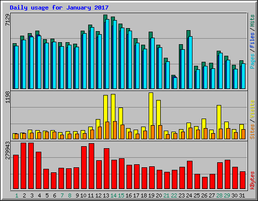 Daily usage for January 2017