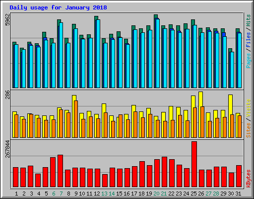 Daily usage for January 2018