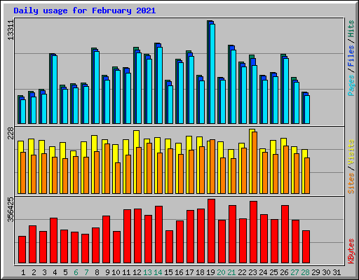 Daily usage for February 2021