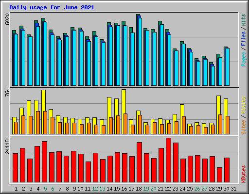 Daily usage for June 2021