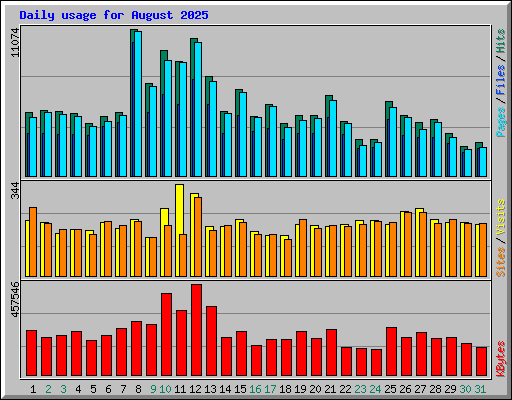 Daily usage for August 2025