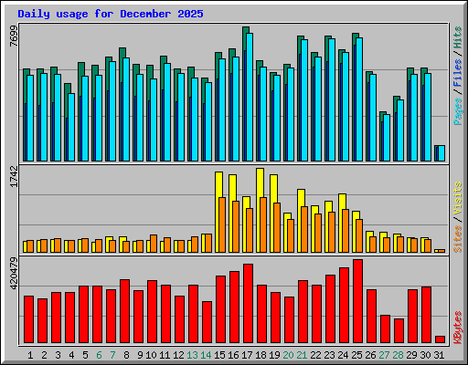 Daily usage for December 2025