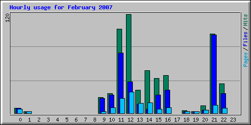 Hourly usage for February 2007