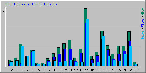 Hourly usage for July 2007