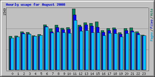 Hourly usage for August 2008