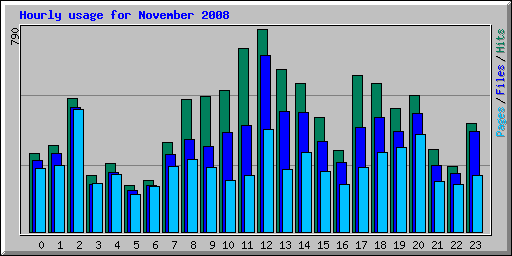 Hourly usage for November 2008