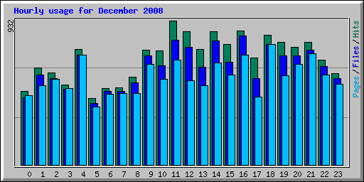 Hourly usage for December 2008