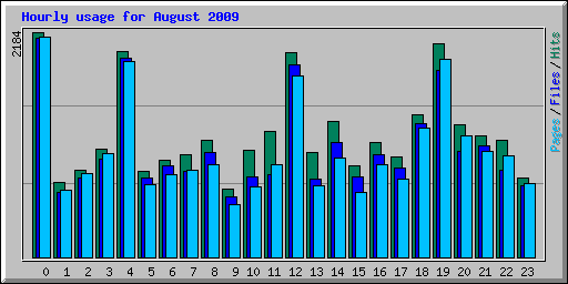 Hourly usage for August 2009