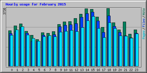 Hourly usage for February 2015