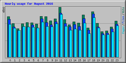 Hourly usage for August 2016